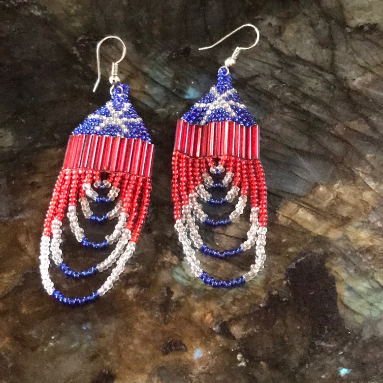 Artisan Starry Night Celebration Hand Beaded Earrings 8$